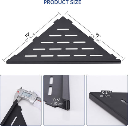 2 Pack 10", SUS304 DAYONE Matte Black Corner Shower Shelf Bathroom Corner Shower Organizer Shelf for Tiled Wall