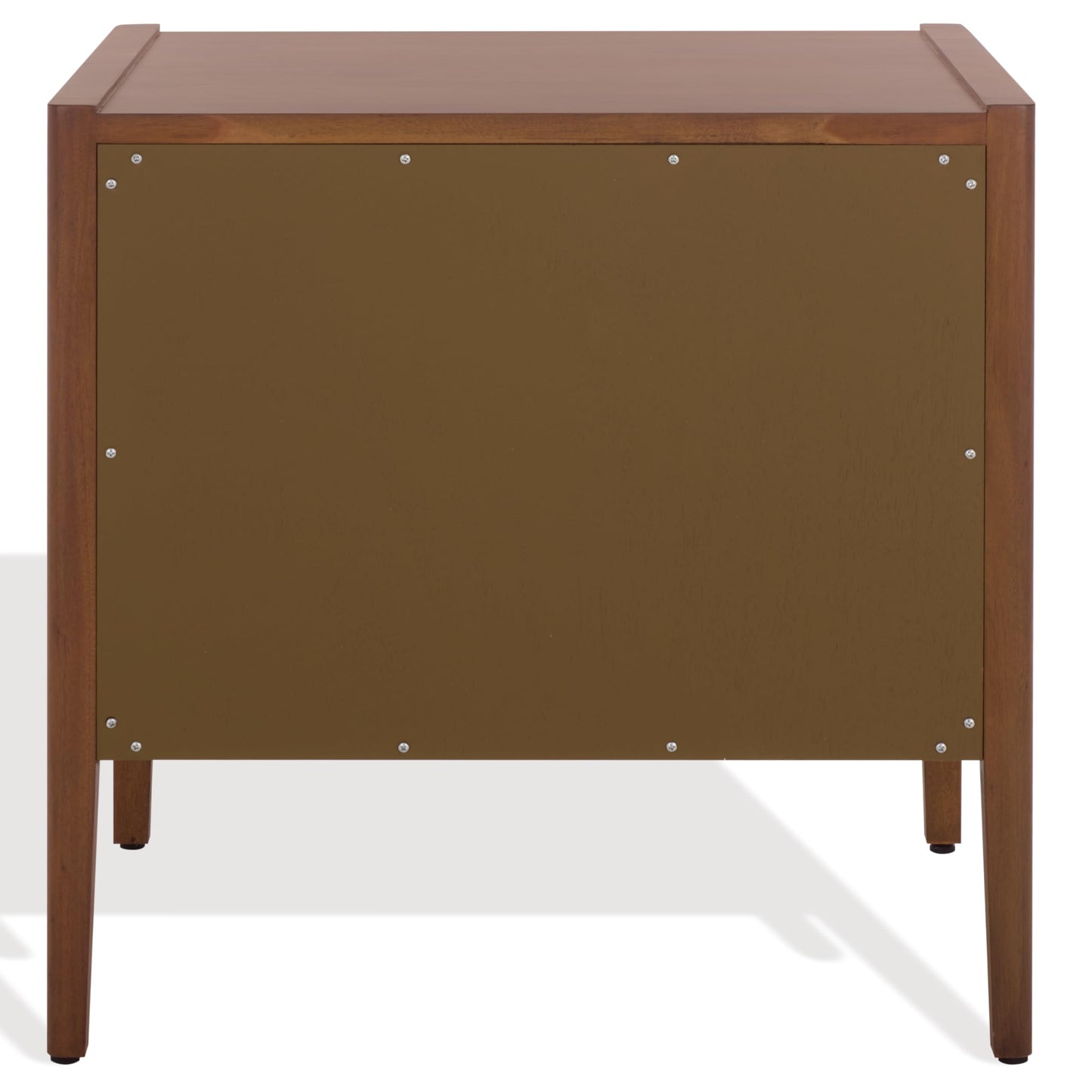 SAFAVIEH Couture Collection - Mayalyn Walnut & Black Wood 2 Drawer Nightstand, Modern Bedside Table with Storage, Fully Assembled Bedroom Furniture (SFV7722A)