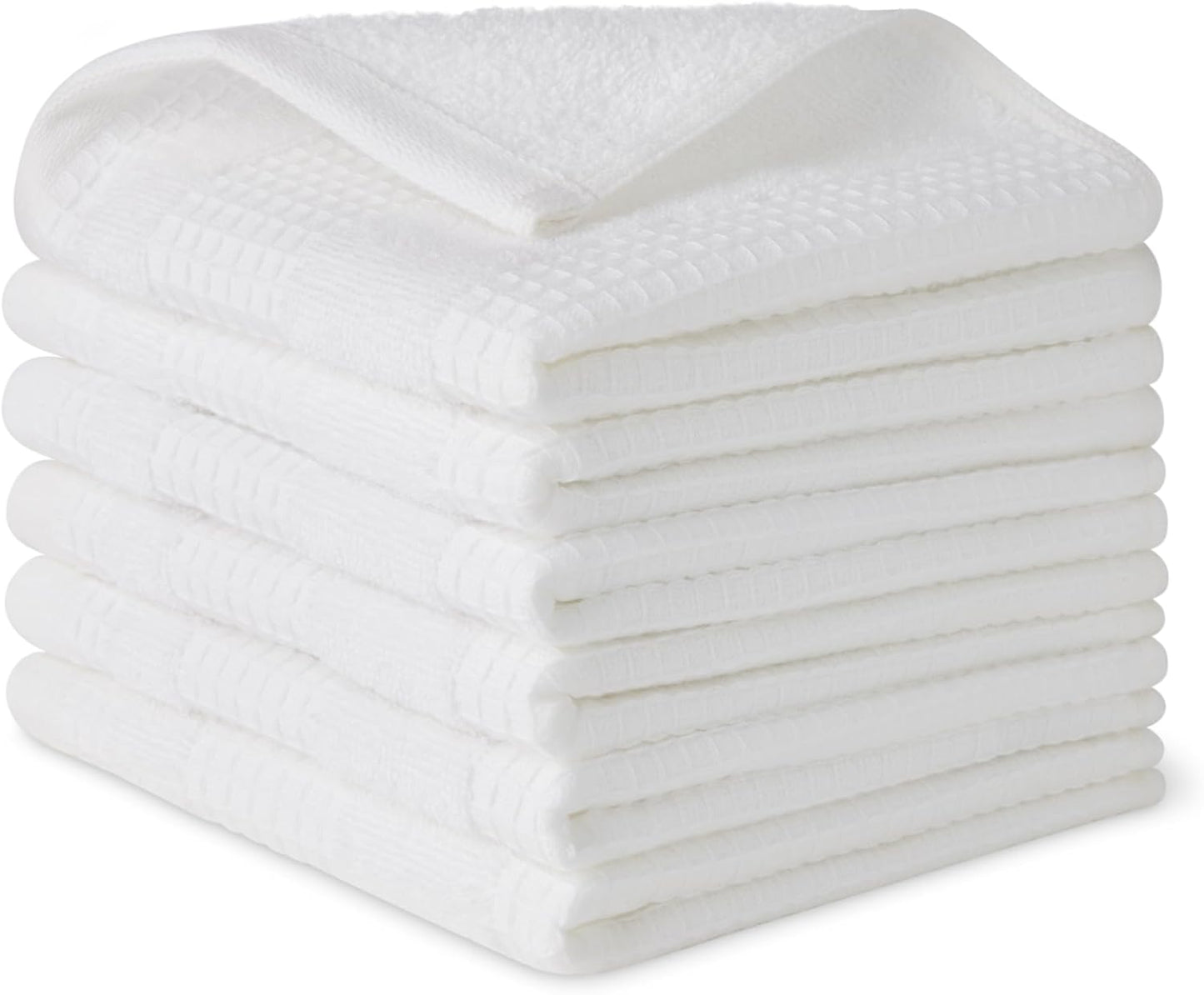 12 x1 2 inches, 6-Pack, Amazon Basics Organic Cotton Waffle Kitchen Dish Cloths - Ultra Absorbent, Quick Drying