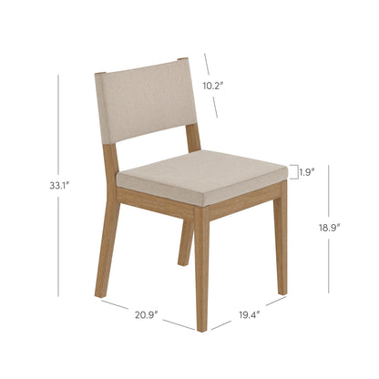 Nathan James Linus Modern Upholstered Dining Chair with Solid Rubberwood Legs in a Wire-Brushed Brown Finish, Natural Flax/Brown, Set of 4