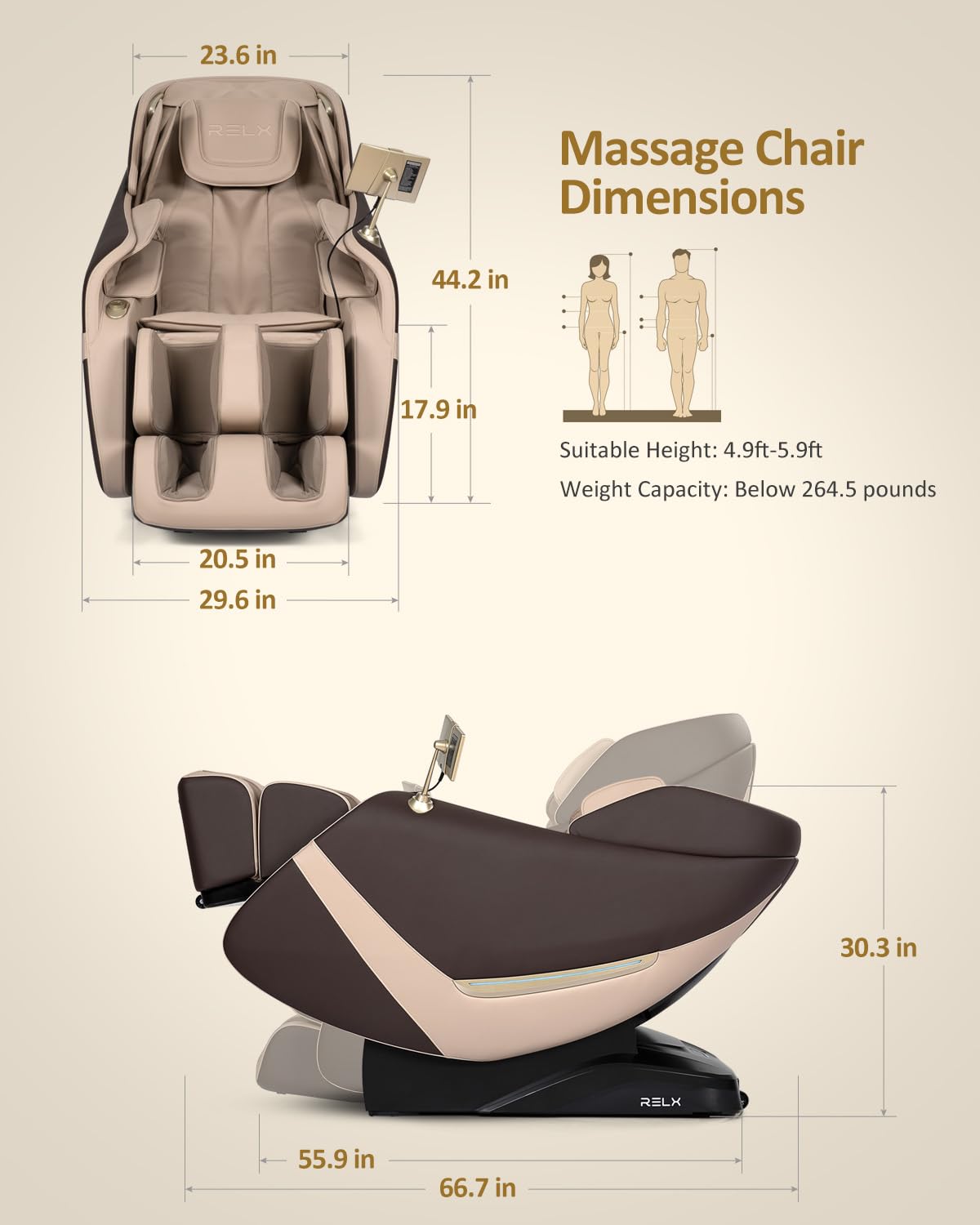 RELX 2026 Massage Chair Full Body, Zero Gravity Airbag Shiatsu Massage Chair with SL-Track, Heating, AI Control, Body Scan, 13 Modes, Foot Rollers, and Deep Yoga Stretch (Coffee)