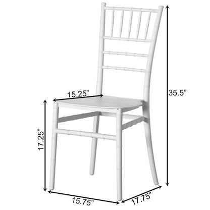 Fabulaxe Modern White Stackable Chiavari Dining Chair, Seating for Dining, Events and Weddings, Party Chair, White, Set of 4