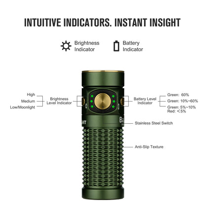 OLIGHT Baton4 Premium Edition EDC Flashlights 1300 Lumens with Type-C Charging Box, Powered By Rechargeable Battery, Small Bright Light IPX8 Waterproof for Emergencies Outdoors (OD Green)