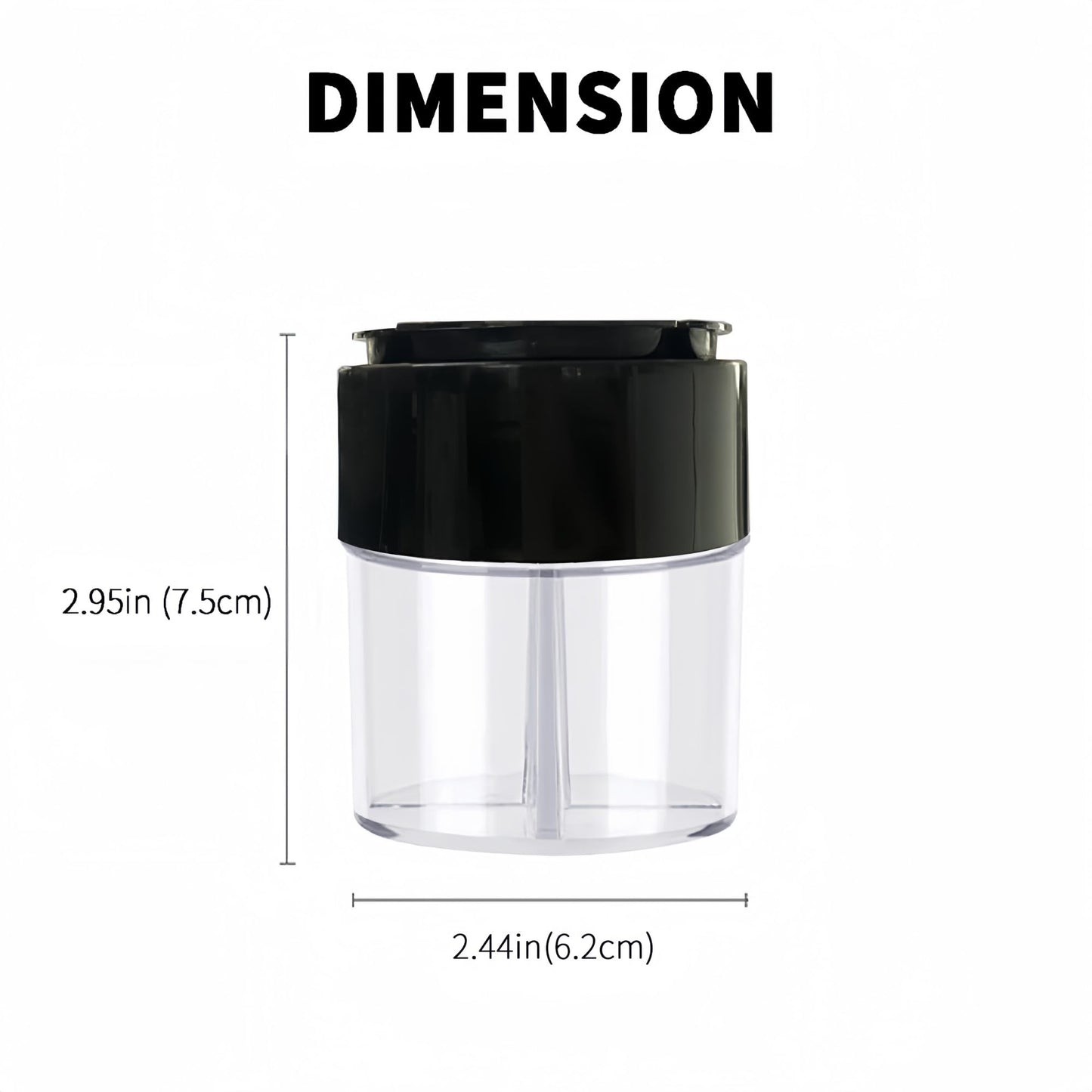 4-Pack 4 in 1 Salt and Pepper Shaker Jars Bottles, 4-Grid Flip Lid Spice Jars - Cylindrical Empty Plastic Seasoning Containers with Transparent Body for Travel Camping BBQ Kitchen Cooking (Black)