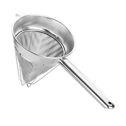 10-Inch Stainless Steel Fine Mesh Chinois Strainer, Large Strainer Reinforced Bouillon Strainer for Sauces, Soups, Purees, Pastes, Jelly, Custard, Curds and etc.