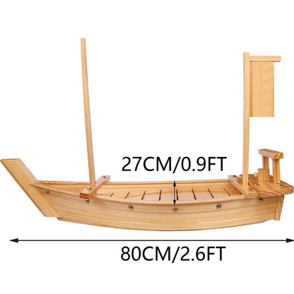 Extra Large Sushi Boat Serving Tray Japanese Sushi Plate Bamboo Charcuterie Board Sushi Roll Tray for Decor for Restaurantware Party(Bamboo/2.6FT)