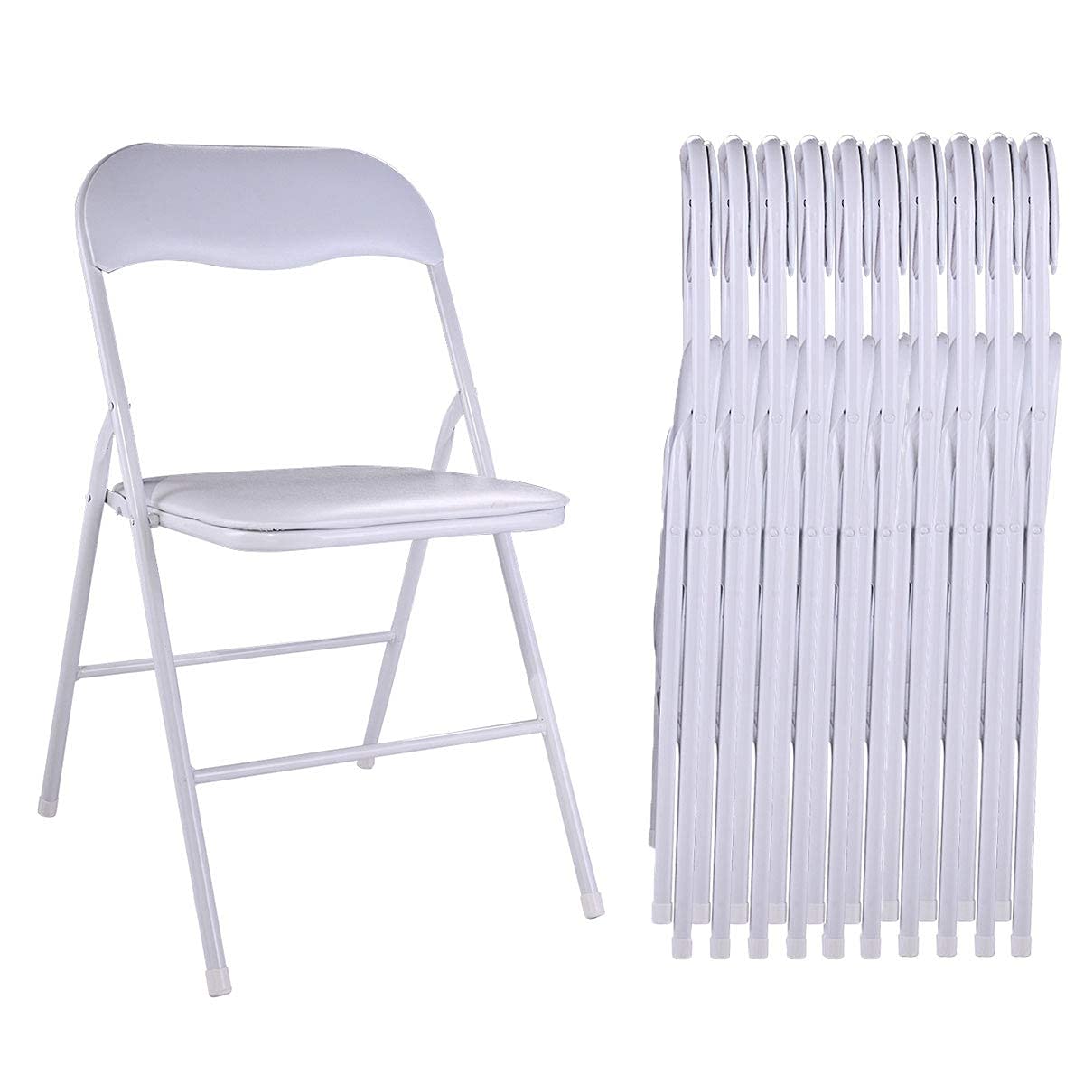 thegreatshopman 10-Pack Commercial Folding Plastic Chair for Home Office Wedding Party Outdoor Indoor, 300LBS Capacity, White
