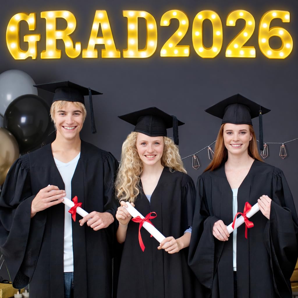 SANANT Graduation Class of 2026 Decorations, 8 LED Marquee Light Up Letters “GRAD 2026” for Graduation Party Decor, 2026 Graduation Decorations Party Supplies