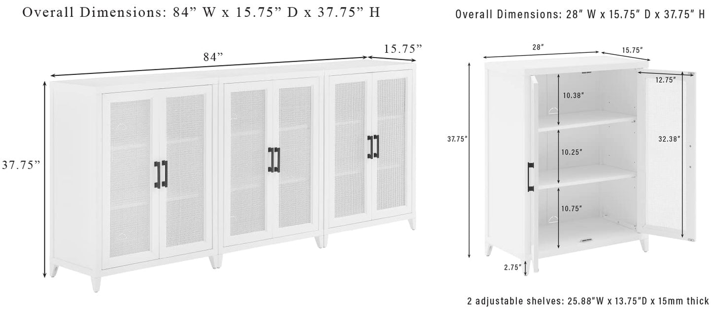 Crosley Furniture Milo 2-Piece Entertainment Center TV Stand, Media Console, Vinyl Record Storage, White
