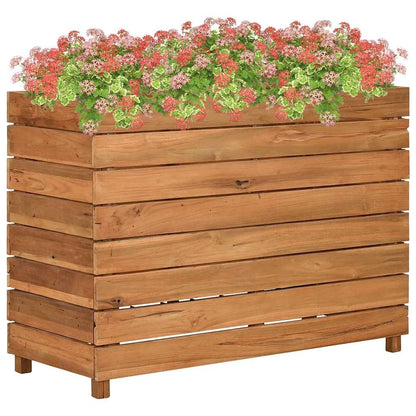 Favemtsl Large Adjustable Rustic Raised Garden Bed 39.4"x15.7"x28.3", Recycled Teak Wood Outdoor Planter Box with Steel Frame, Eco-Friendly Elevated Flower Bed for Patio Balcony Deck