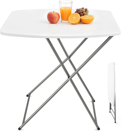 18" VINGLI Small Folding Table Portable, Adjustable Height Personal Laptop TV Tray, Camping Table, HDPE Plastic Top