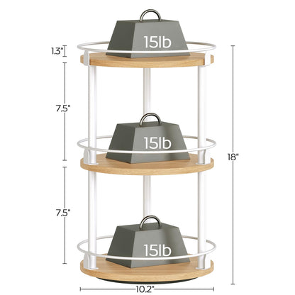 3-Tier Lazy Susan Organizer, Rotating Spice Rack, Spinning Organizer, Industrial Turntable Spice Rack Organizer for Cabinet, Kitchen Countertop, Pantry, Rustic Brown and Black SR23BR