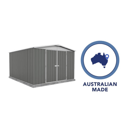 Absco Regent 10 Ft. x 12 Ft. Metal Storage Shed DIY Galvanized Steel Sheds for Tools, Bikes, Lawn & Garden Equipment, Outdoor Patio Furniture, Perfect in Backyard, Garden (Woodland Gray)