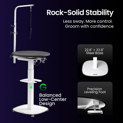 JirPet Dog Grooming Table, Elastic Comfort Surface with Pet-Friendly Design, Hydraulic Lift, Designed for Long-Term Use, Over 50,000 Lifts, 31in-45in Height Adjustable, Stable Base, Hair-Resistant