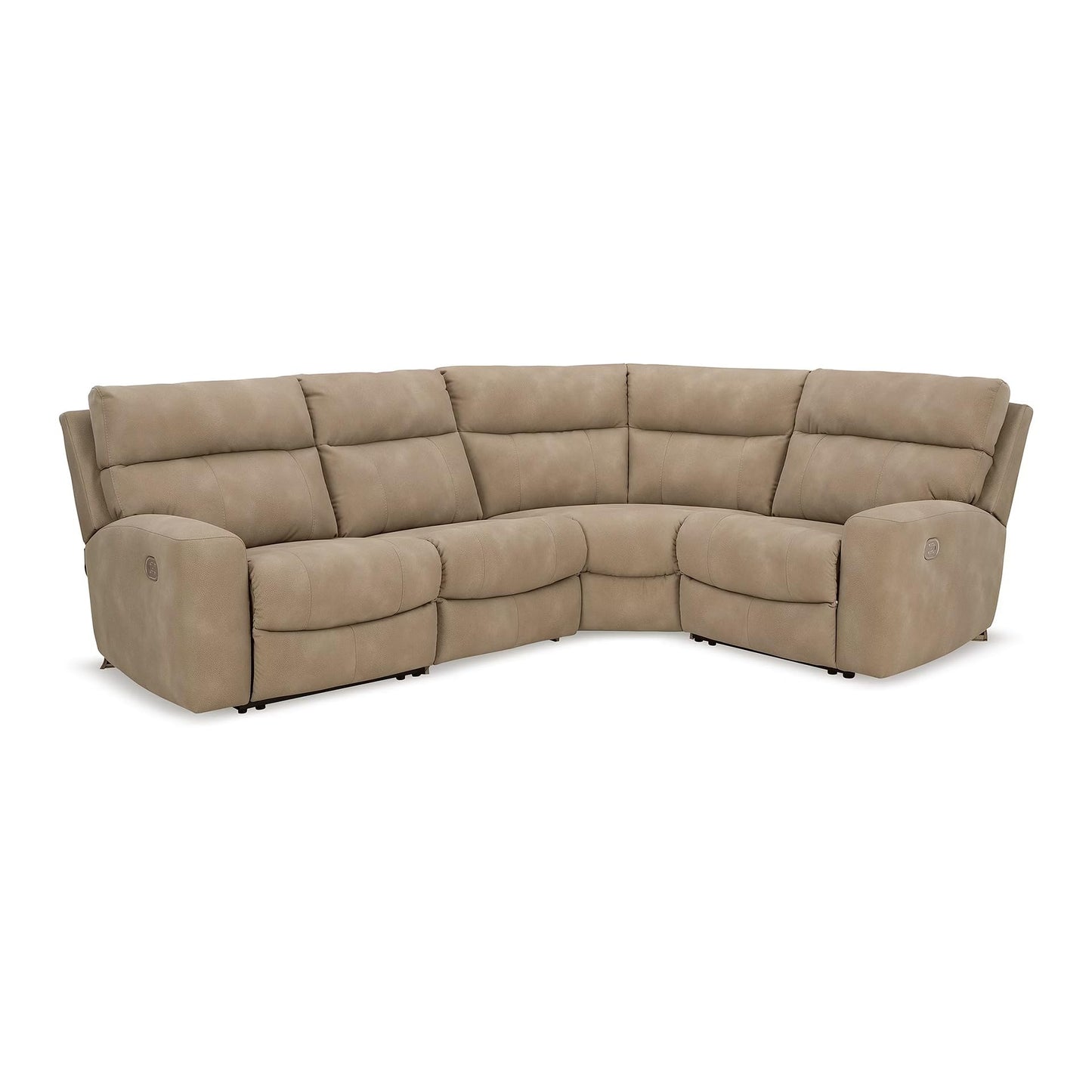 Signature Design by Ashley Next-Gen DuraPella Modern Water Repellent Faux Leather Right-Arm Facing 4-Piece Power Reclining Sectional with Armrest and USB Port, Light Brown