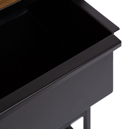 Kate and Laurel Randall Decorative Storage Table, 24 x 12 x 26, Natural Wood and Black, Decorative Casual Industrial Modern Multi-Use Storage