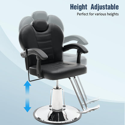 Tatub 90°-135° Reclining Salon Chair for Hair Stylist, 360° Swivel Barber Chair with Heavy Duty Hydraulic Pump, Adjustable Hair Chair for Barbershop, Home
