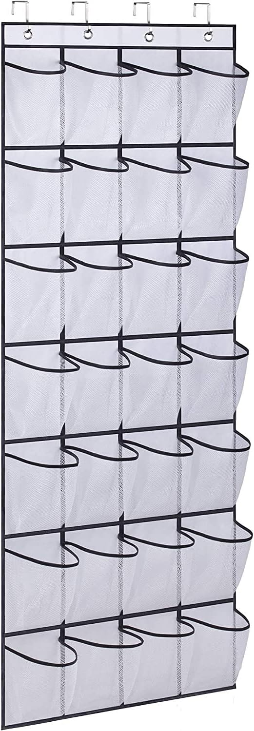 Fancial 28 Closet, 4 Large Pockets Over The Door Shoe Organizer, Hanging Shoe Organizer for Premium Clear Shoe Rack