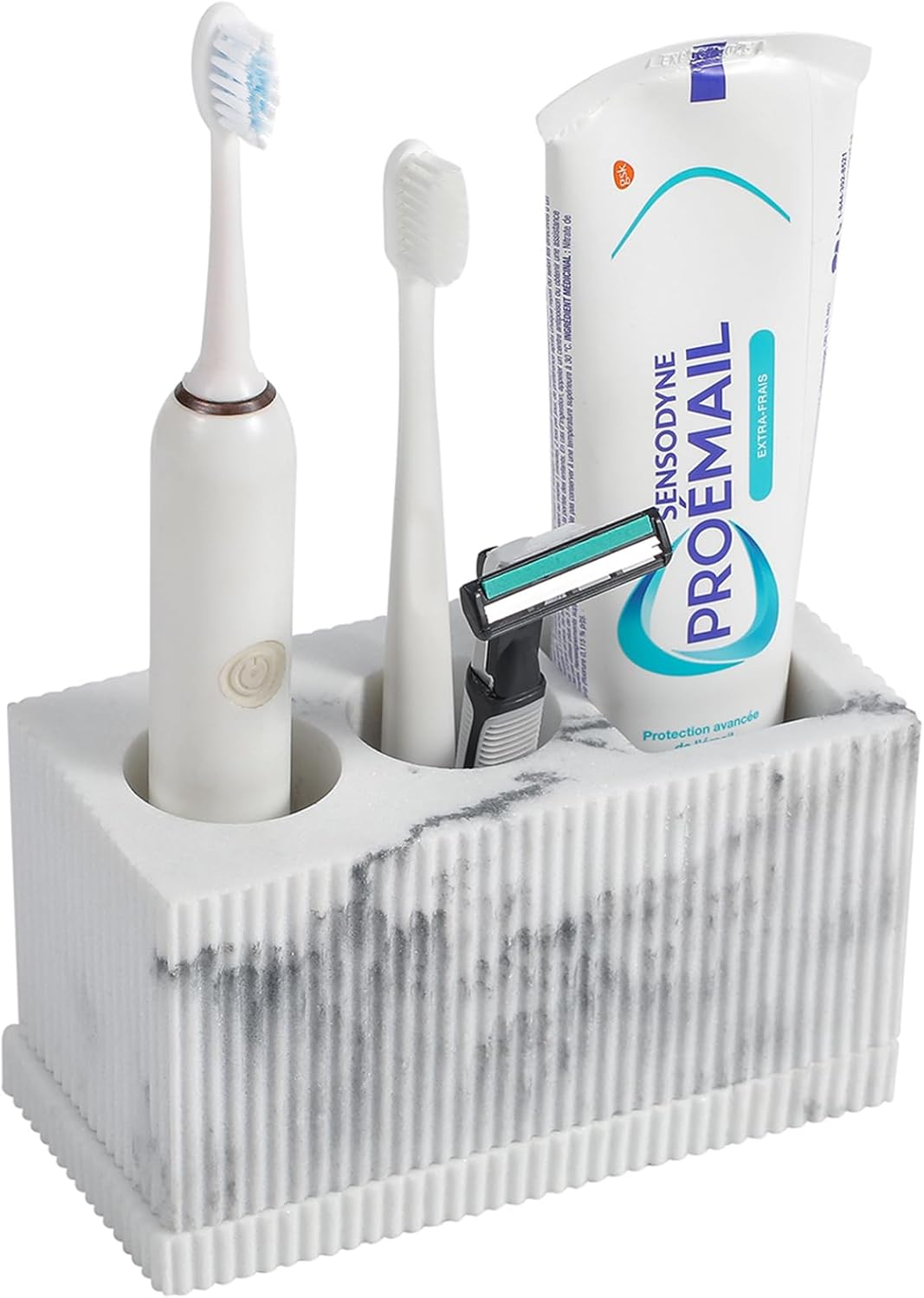 rejomiik Toothbrush Holders for Bathroom Countertop, 3 Slots Electric Tooth Brushing Storage Organizer for Toiletries,