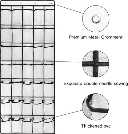 2 Pack 35 Closet 8Hooks, (67.7'' 26.4'') Breathable Mesh Pockets Large Hanging Shoe Organizer Over The Door Shoe Rack