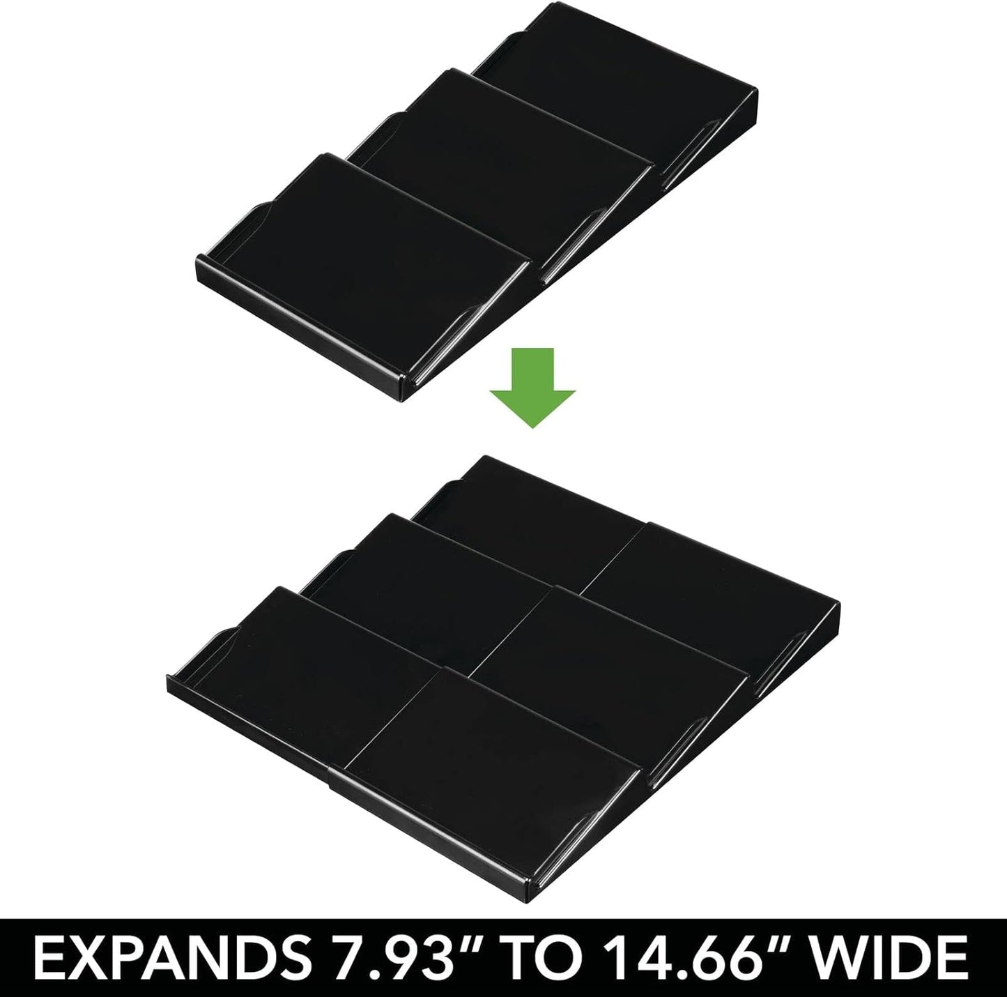 mDesign Expandable Plastic Deluxe Spice Rack, 3 Tier Slanted Drawer Organizer for Kitchen Cabinets