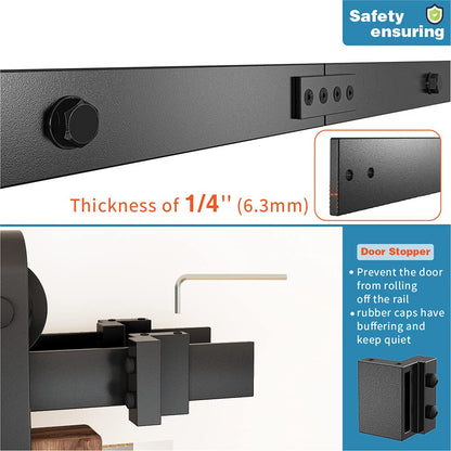 ZEKOO 12FT Double Track Bypass Sliding Barn Door Hardware Kit for 2 Doors, Bypass Barn Door Track Kit, Low Ceiling, Easy Install, J Shape Hanger, Fit 72" Wide Door Panel