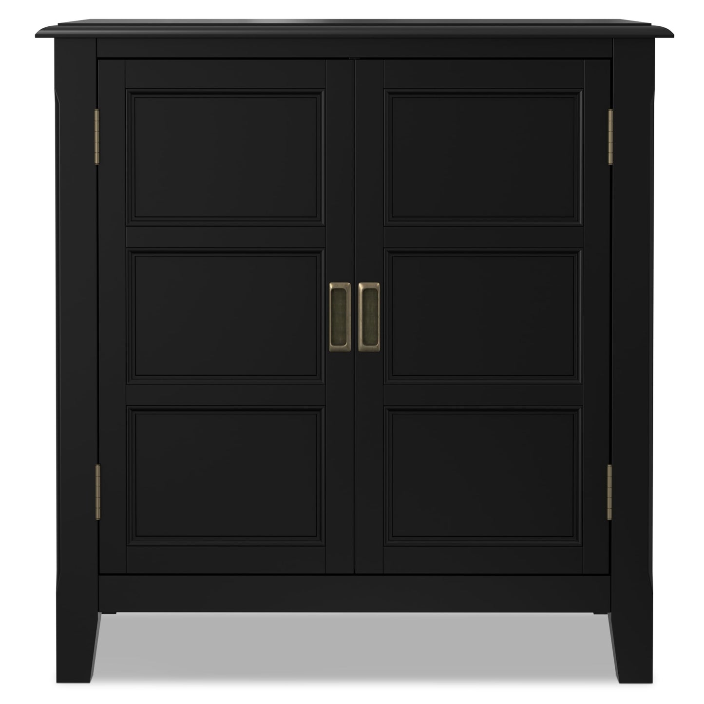 SIMPLIHOME Burlington Storage Cabinet - 30 inch Wide Solid Wood 2 Door Low Storage Unit in Black, Transitional Accent Cabinet for Living Room or Entryway with Adjustable Shelves