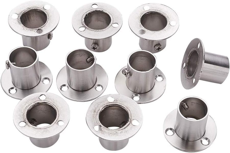 MroMax 304 Stainless Steel Wardrobe Pipe Bracket - 0.87 Inch Dia, Wall Mount Hanging Rail Rod Support Socket
