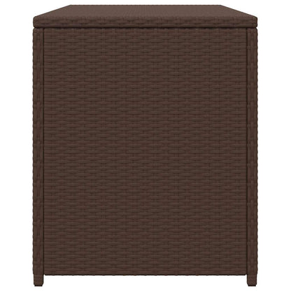 Faucqir Contemporary Brown Outdoor Storage Chest with Powder-Coated Steel and Synthetic Poly Rattan, 47.2 x 19.7 x 23.6 in, Gas Lift Lid, Patio Balcony Garden Deck Organizer