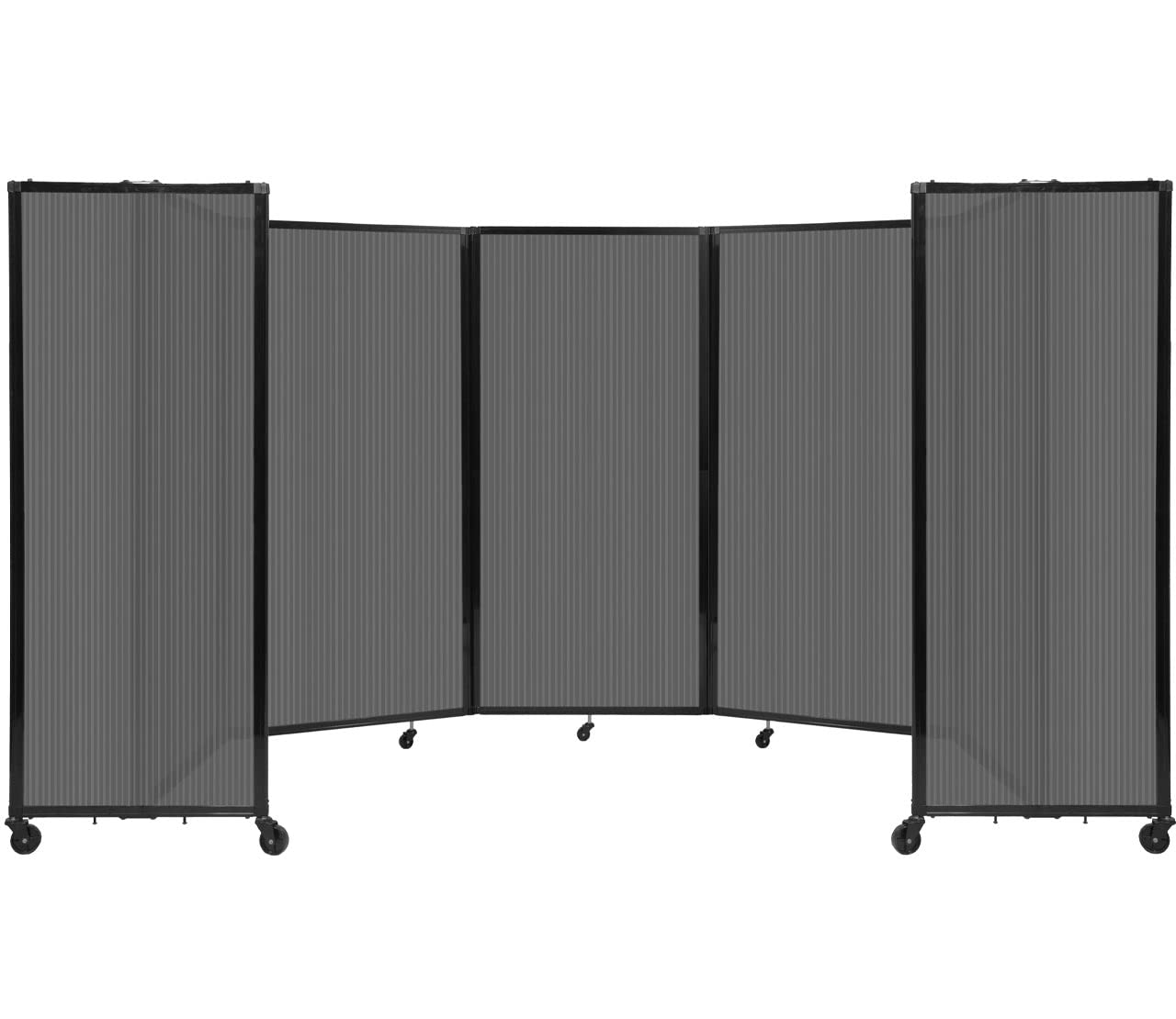 Versare Polycarbonate Room Divider 360 Portable Wall Partition | Freestanding Office Dividers | Locking Wheels | Privacy Screen Panels - 14' x 6' Dark Gray Thermoplastic Polymer