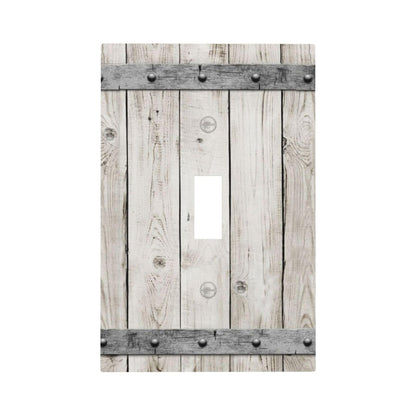 Western Rustic Wooden Barn Door Wood Texture Print Decorative Light Switch Cover 1 Gang Single Toggle Device Electrical Faceplate Switchplates Decorator Outlet Wall Plate for Farmhouse Home Decor