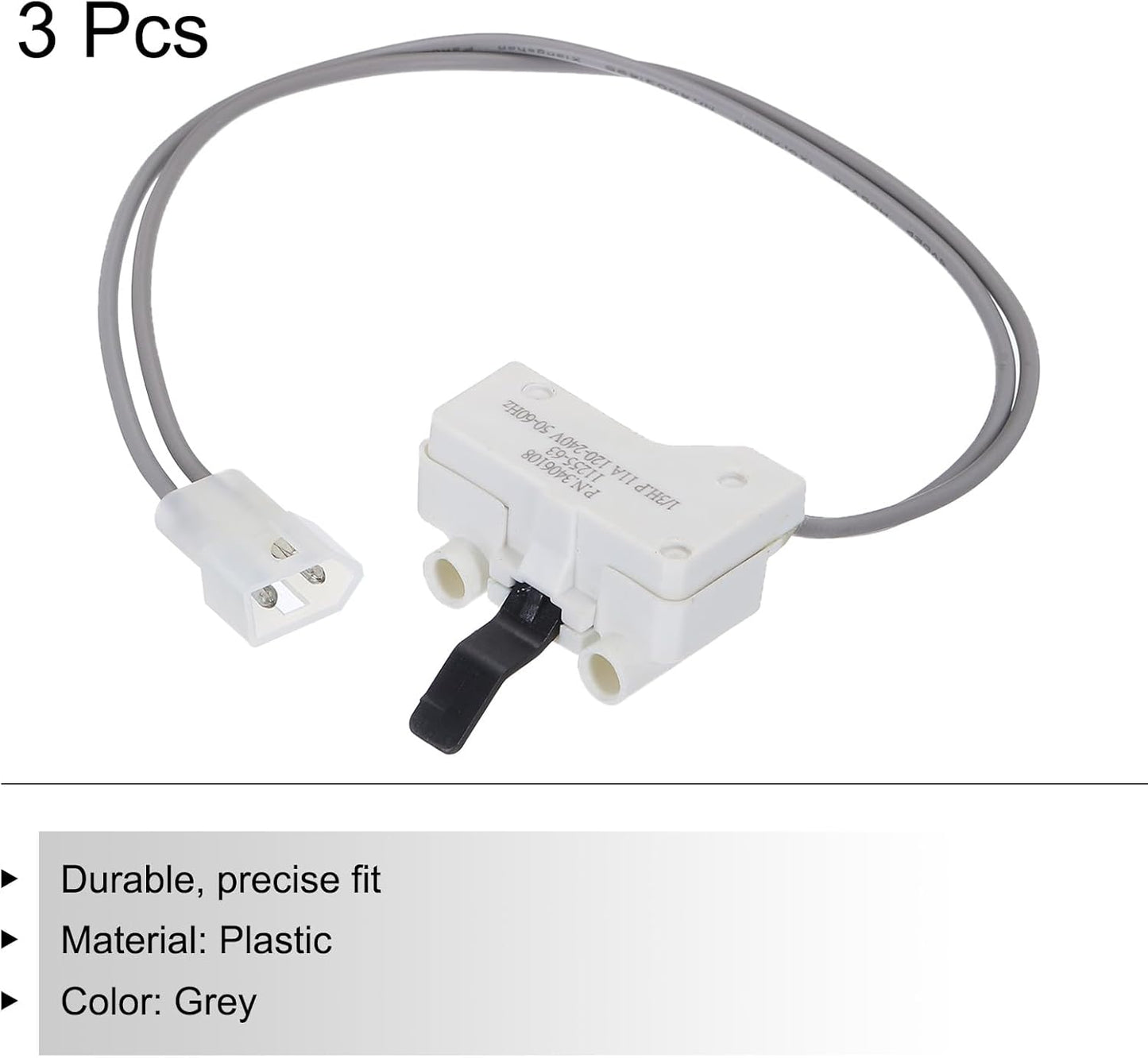 MECCANIXITY 3406108 Dryer Door Switch Replacement, Pack of 3, Part AP6008562, PS346705, PS11741702