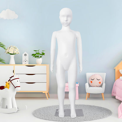 Kids Dress Form Child Mannequin Full Body Sewing Manikin 43.3 Inch Poseable Mannequins with Stand Realistic Mannequins Display Head Dress Mannequin Clothing Form Metal Base Connector, White (Child 4
