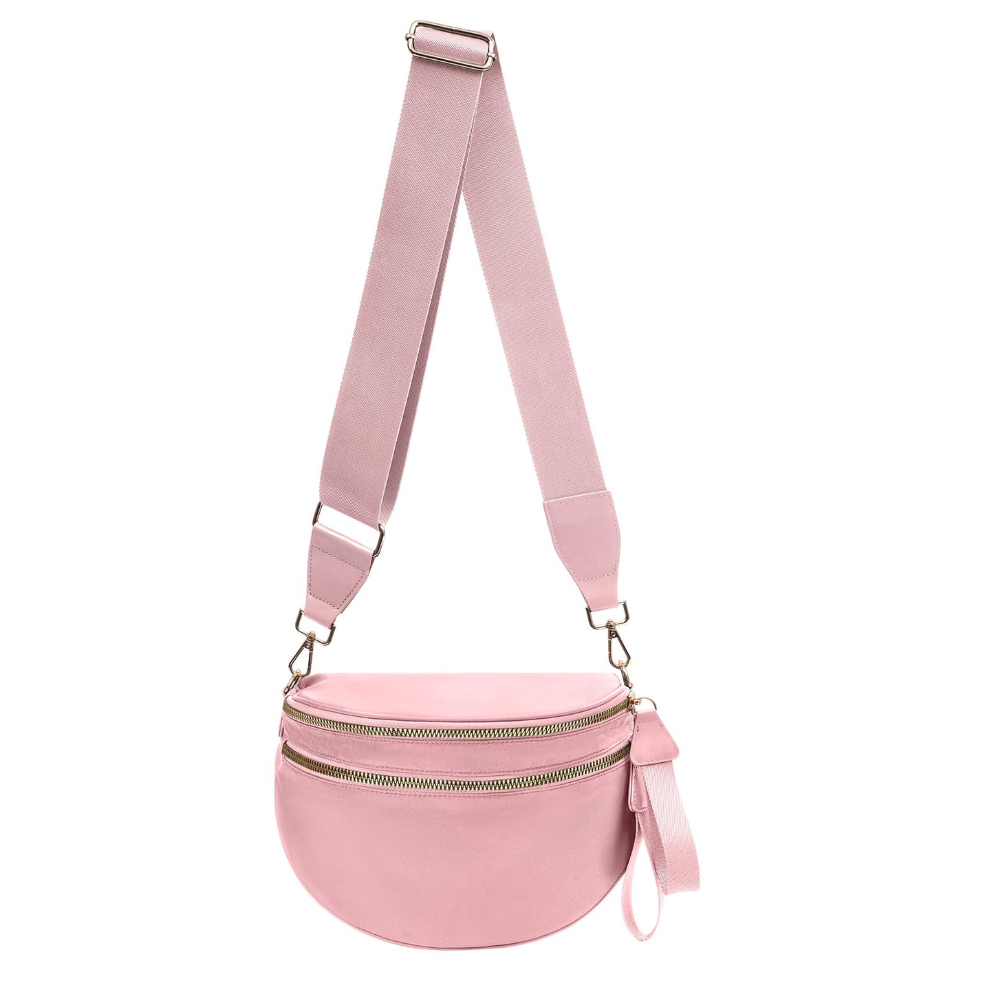 Nylon Crossbody Bags Bum Bag for Women Large Sling Bag Purse with Adjustable Strap（Black）