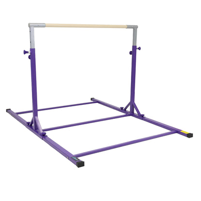 Z Athletic Flyaway Duo Adjustable Horizontal Bar and 4 Ft x 6 Ft Gymnastics Mat, Purple