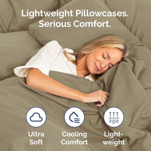 King Pillow Cases by [Brand Name] - Ultra Soft Hotel Quality Covers | Comfy, Wrinkle-Free & Fade Resistant - 2 Piece Set in Khaki