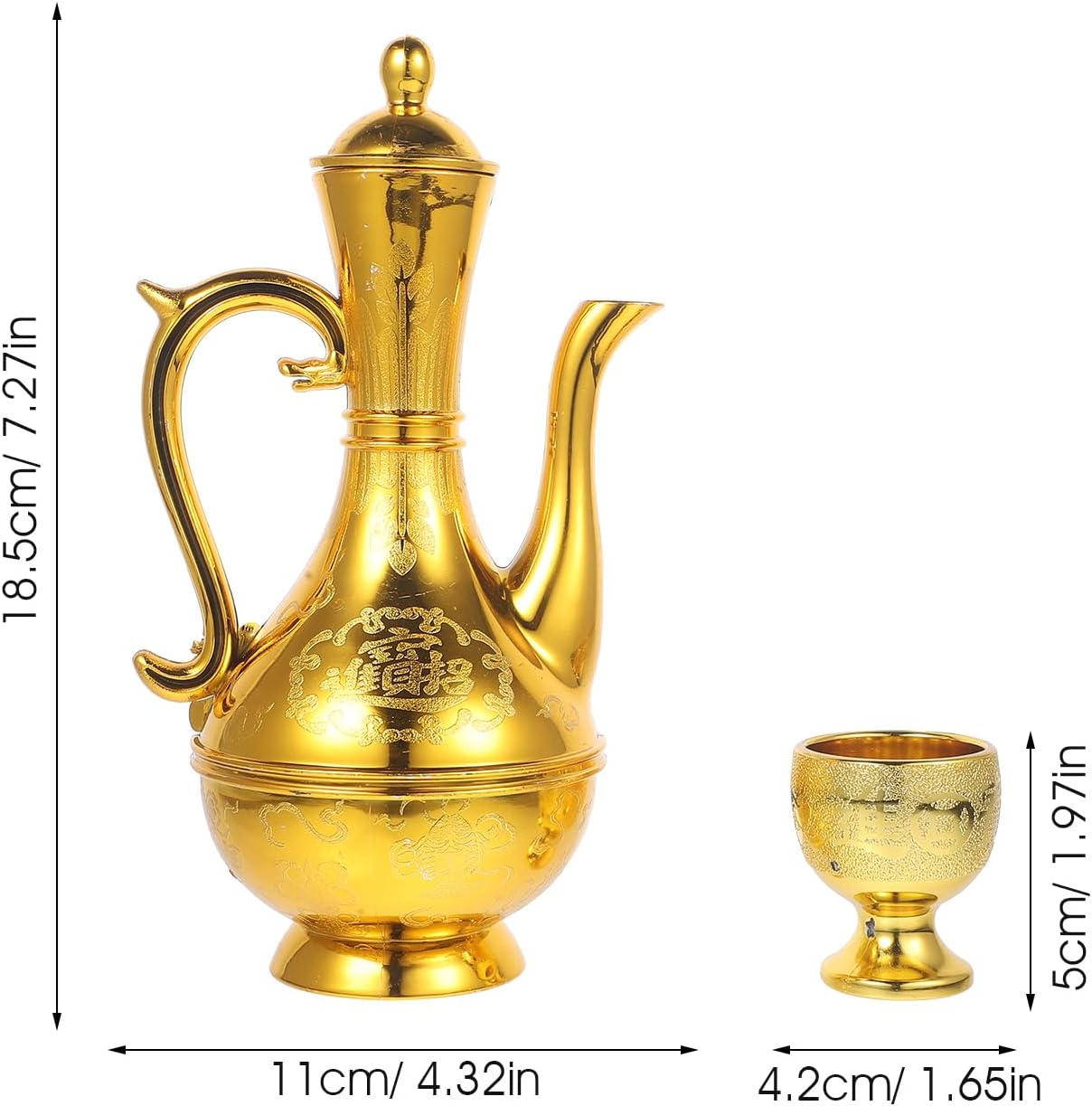 PRETYZOOM Turkish Coffee Tea Pot Set: Gold Water Kettle Teapot with Narrow Spout for Tea Party and Buddhist Offering