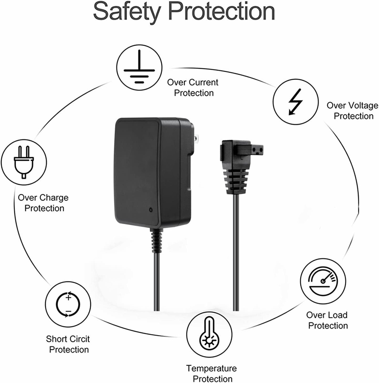 2-Prong 12.6V 1A AC/DC Adapter for AIPER Smart Seagull 600 Cordless Robotic Pool Vacuum Cleaner