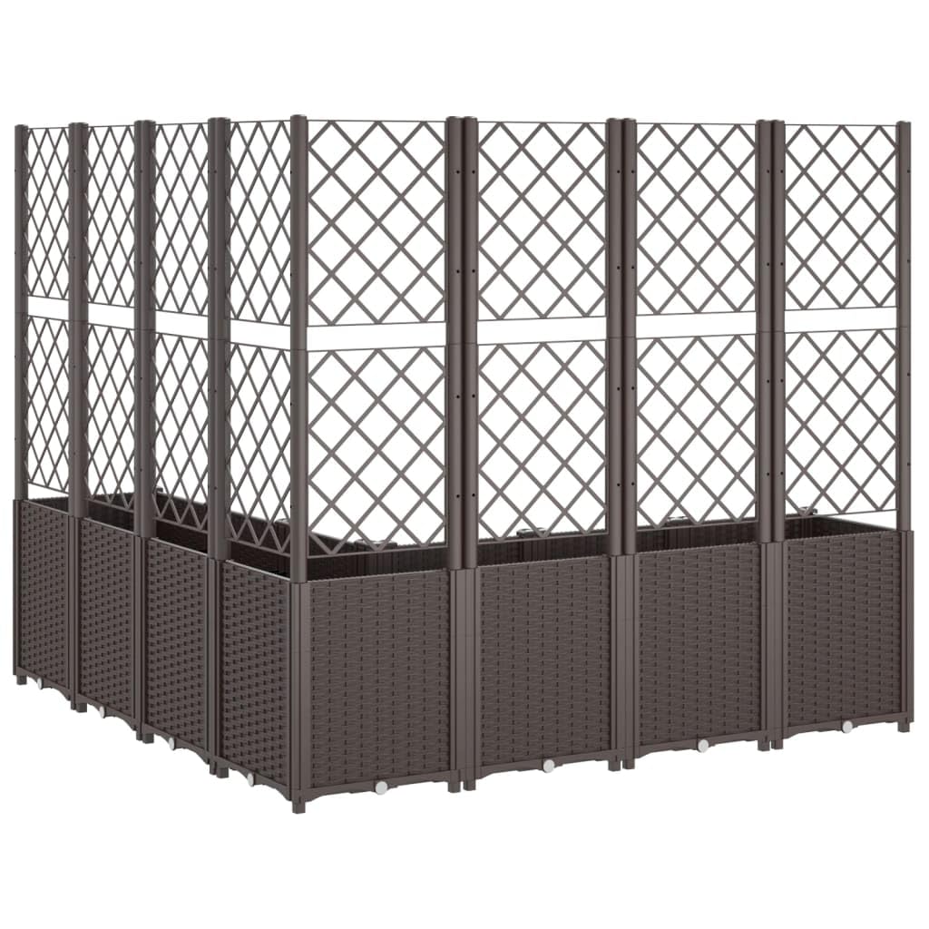 FUDUGEHMIOFWFJJ Large Modular Garden Planter with Trellis for Climbing Plants, 63x63x55 Inch UV Resistant Brown Polypropylene Outdoor Raised Bed for Patio, Balcony, Terrace