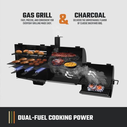 Oklahoma Joe's Canyon Combo Dual Fuel 3-Burner Propane Gas and Charcoal Smoker and Grill with 1031 sq. in. Cooking Area in Black