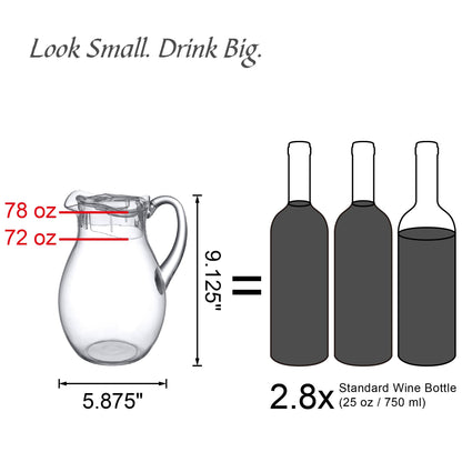 Amazing Abby - Bubbly - 2-Pack Acrylic Pitcher (72 oz), Clear Plastic Water Pitcher with Lid, Fridge Jug, BPA-Free, Shatter-Proof, Great for Iced Tea, Sangria, Lemonade, Juice, Milk, and More
