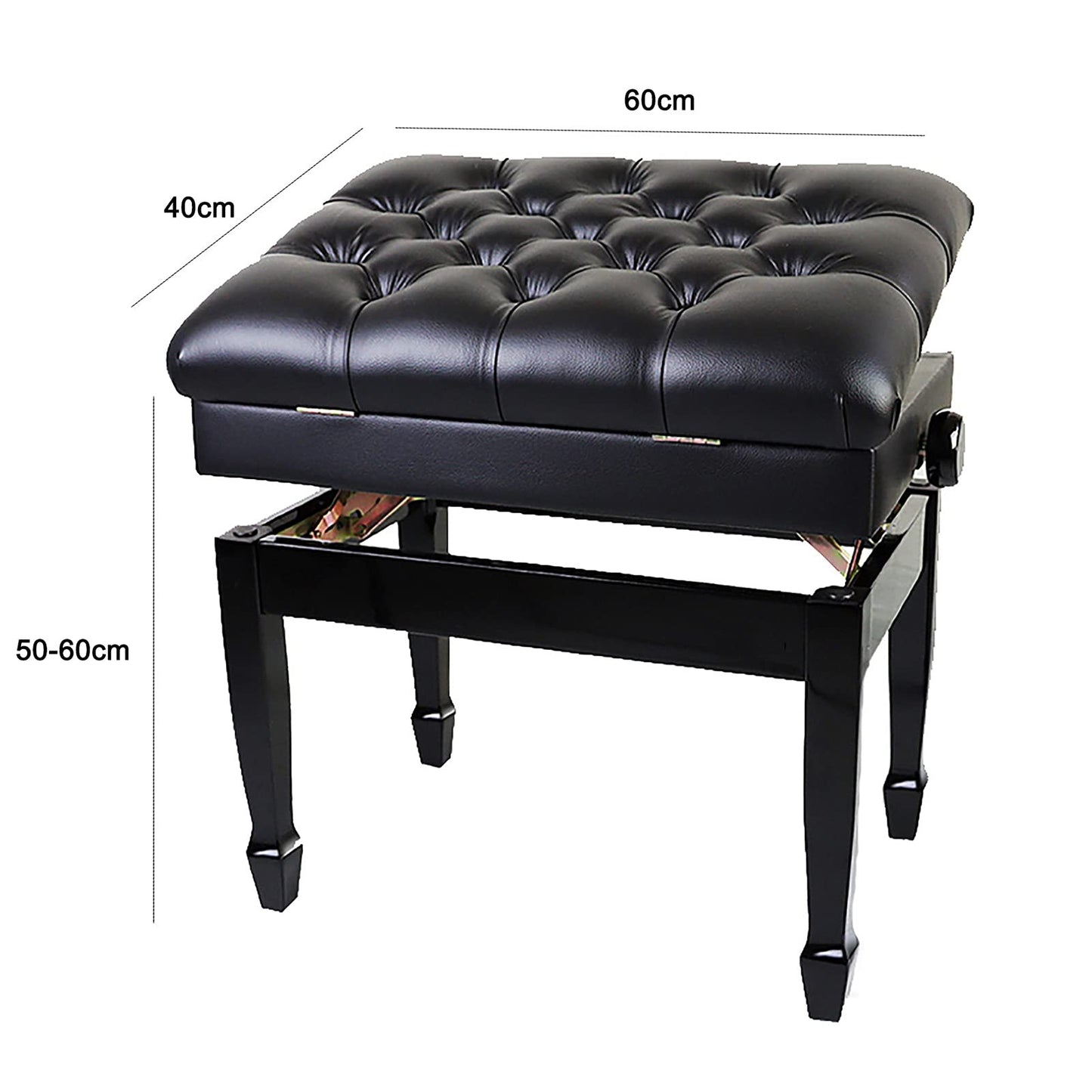 Leather Piano Bench Deluxe with Music Storage Height Adjustable Stool Comfortable Widened Cushion for Home & Professional Use zwart (zwart One Size)