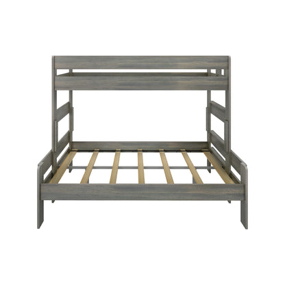 Max & Lily Bunk Bed, Twin XL-Over-Queen Bed Frame For Kids, Solid Wood for No Box Spring Needed, Driftwood