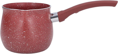 Portable Milk Pan, Aluminum Alloy Small Saucepan with Long Handle, Non Stick Coating, Mini Milk Boiling Pot (Red)