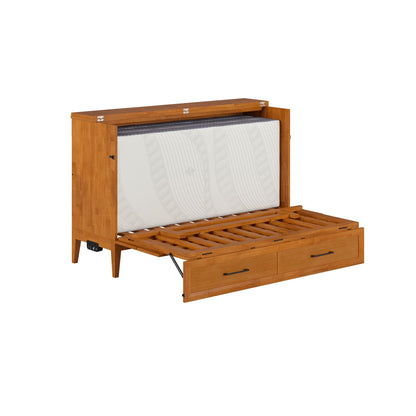 AFI, Santa Fe Queen Murphy Bed Chest with 6" Mattress & Built-in USB Charger, Light Toffee