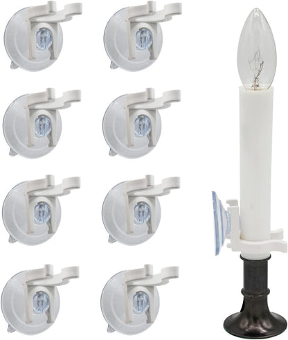 Window Candle Clamps with Super Strong Suction Cups, Holder Suction Cup for Electric Candles, 8 Pack for Small Windows