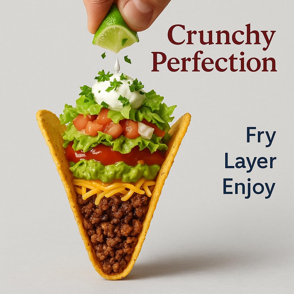 HIC Kitchen Taco Making Tools, Taco Shell Tongs, Steel, Stay-Cool Handle, For Frying Homemade Crispy Shells For Tacos, Appetizers, Dips, And Desserts