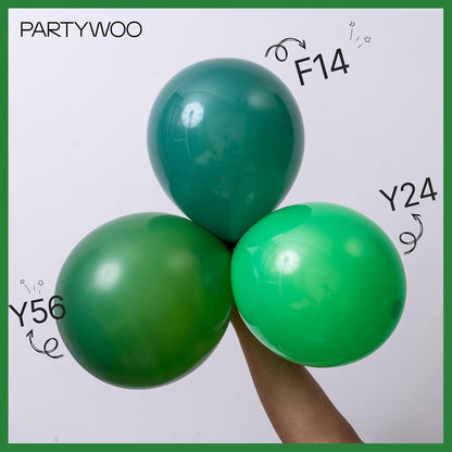 PartyWoo Dark Green Balloons - 99-Piece Emerald Balloon Arch Kit for Birthday & Jungle Parties