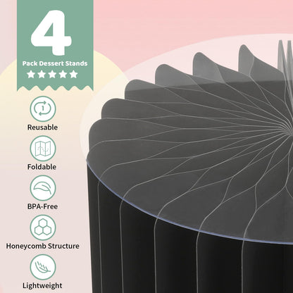 Buffet Risers Food Risers for Buffet Table Acrylic Risers Display Stands Tall Cake Stands Cylinder Stands for Party Pedestal Cake Stand Dessert Table Display Set Cupcake Stands Cupcake Display (Black)