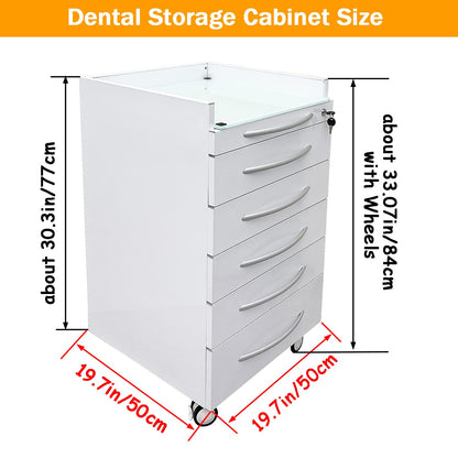 INTBUYING Mobile Dental Cart Stainless Steel Medical Storage Cabinet with Five Large Drawers, Brake wheels, Lock, Rolling Utility Cart for Dental Assistant Clinic Hospital Office School & Home